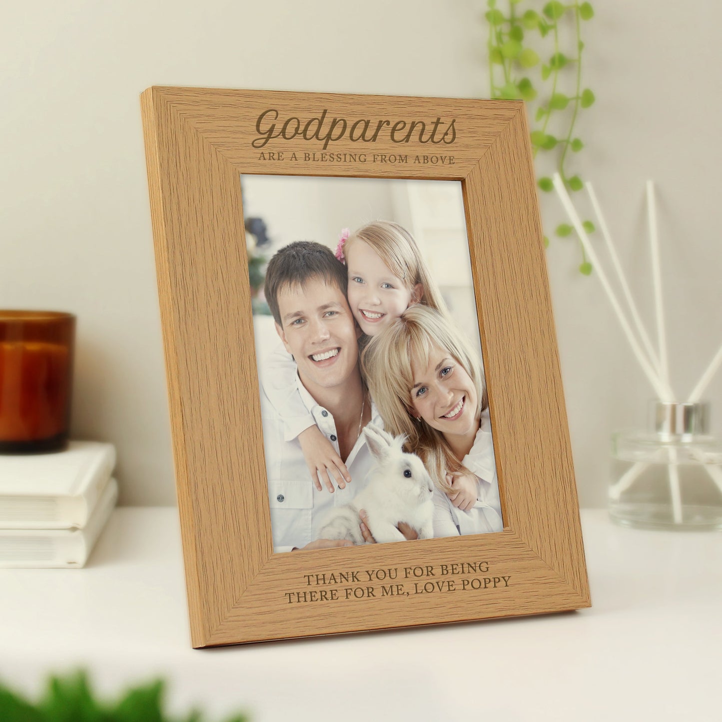 Personalised Godparents 5x7 Oak Finish Photo Frame: 3 - Photo Frames By Gift Moments