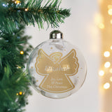Personalised Gold Angel Glass Bauble: 3 - Christmas Baubles By Gift Moments