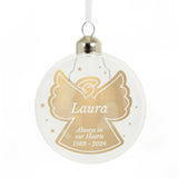 Personalised Gold Angel Glass Bauble: 4 - Christmas Baubles By Gift Moments