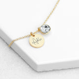 Personalised Gold Birthstone Crystal Disc Necklaces: 7 - April - Necklaces By Gift Moments