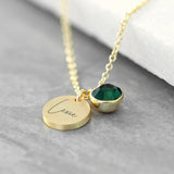 Personalised Gold Birthstone Crystal Disc Necklaces: 8 - May - Necklaces By Gift Moments