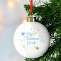 Personalised Gold & Blue Stars My 1st Christmas Bauble - Shop Christmas Baubles At Gift Moments - 1