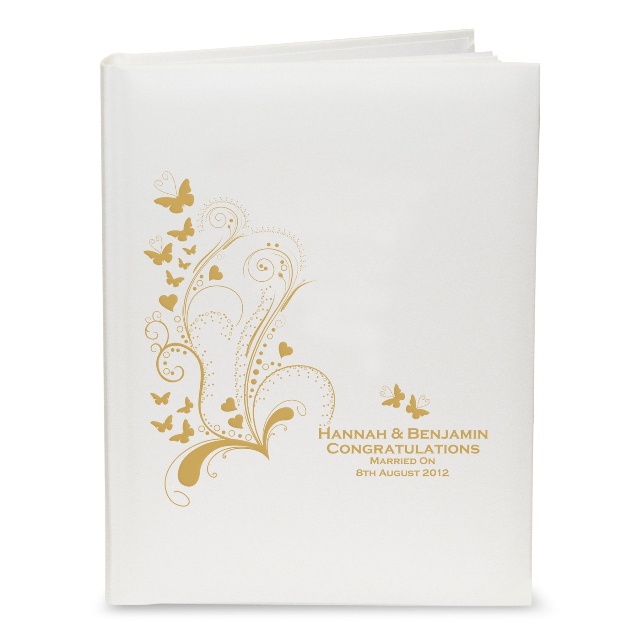 Personalised Gold Butterfly Swirl Traditional Photo Album: 2 - Photo Albums By Gift Moments