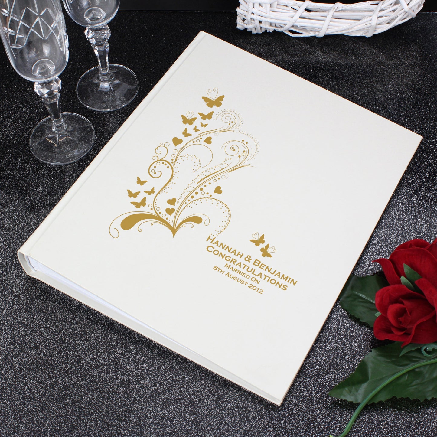 Personalised Gold Butterfly Swirl Traditional Photo Album: 1 - Photo Albums By Gift Moments