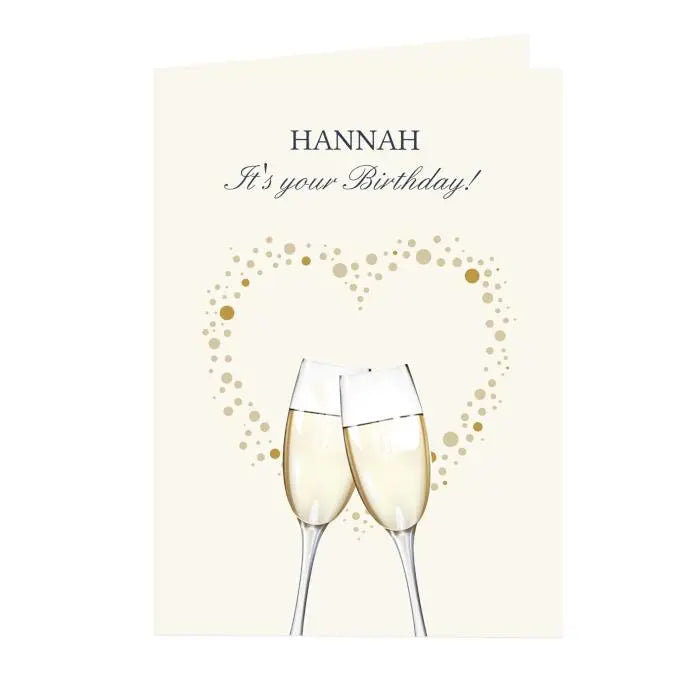Personalised Gold Champagne Flutes Card: 3 - Greeting Cards By Gift Moments