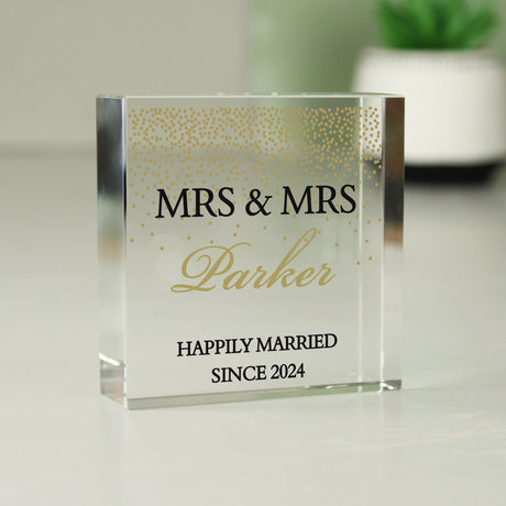 Personalised Gold Confetti Crystal Token: 3 - Crystal Tokens By Gift Moments