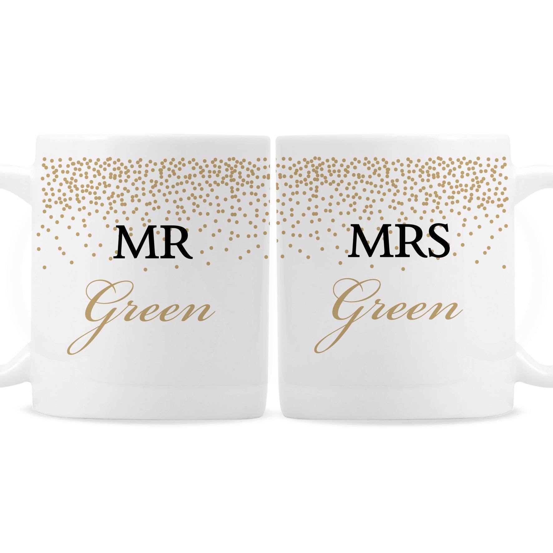 Personalised Gold Confetti Mug Set: 3 - Mugs By Gift Moments