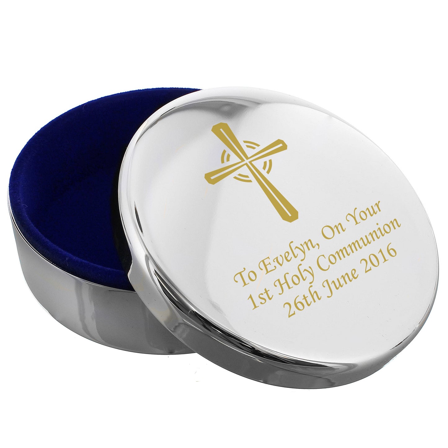 Personalised Gold Cross Trinket Box - Ideal For Rosary Beads: 2 - Trinket Boxes By Gift Moments