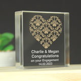 Personalised Gold Damask Heart Crystal Token: 1 - Crystal Tokens By Gift Moments
