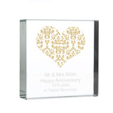 Personalised Gold Damask Heart Crystal Token: 5 - Crystal Tokens By Gift Moments