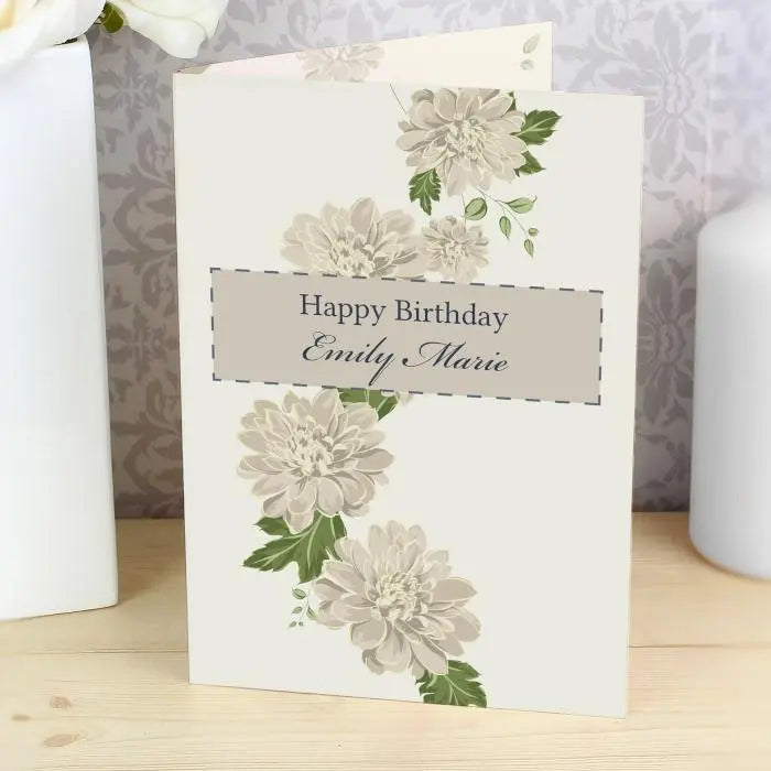 Personalised Gold Floral Card: 1 - Greeting Cards By Gift Moments