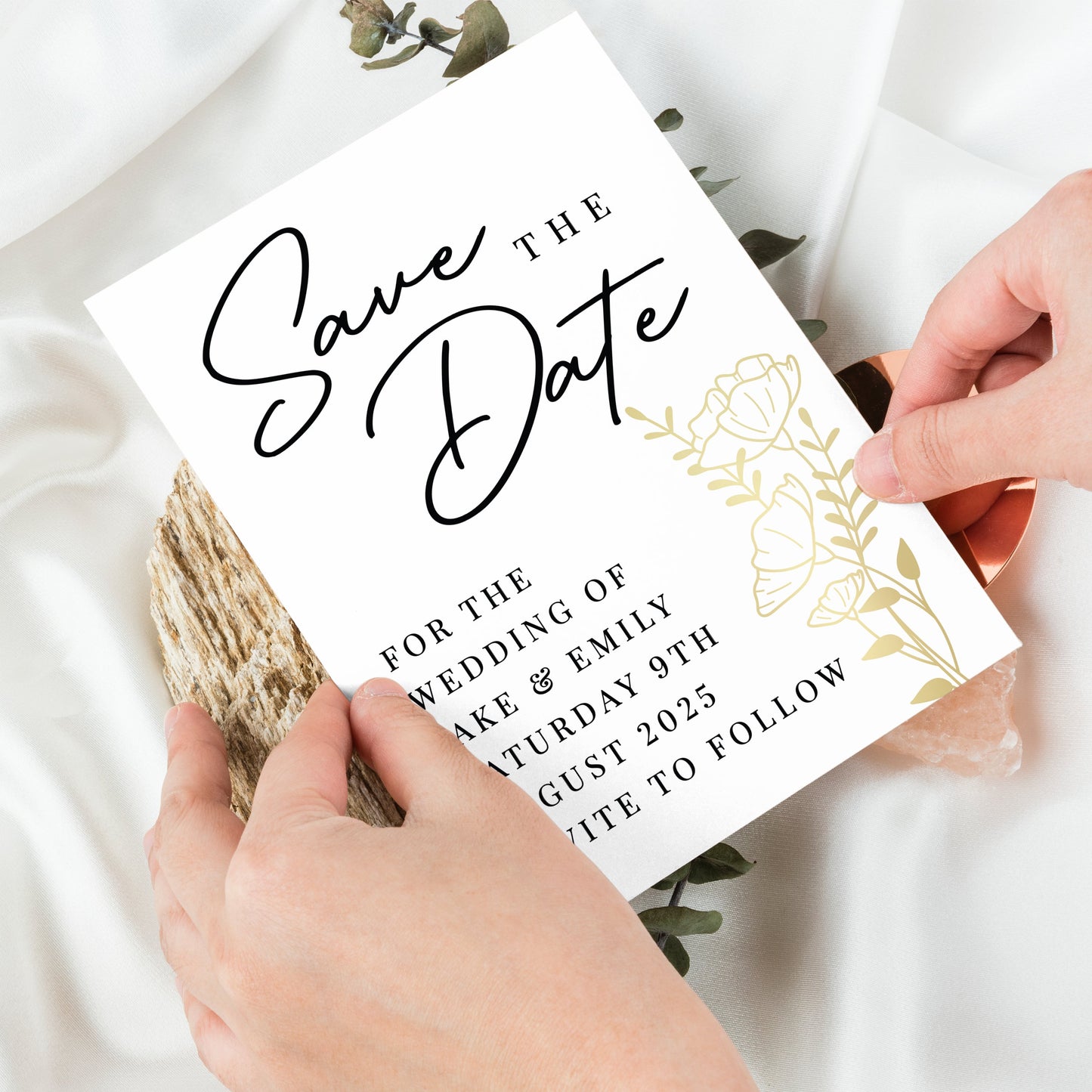 Personalised Gold Floral Set of 36 Wedding Save the Dates: 3 - Keepsakes By Gift Moments