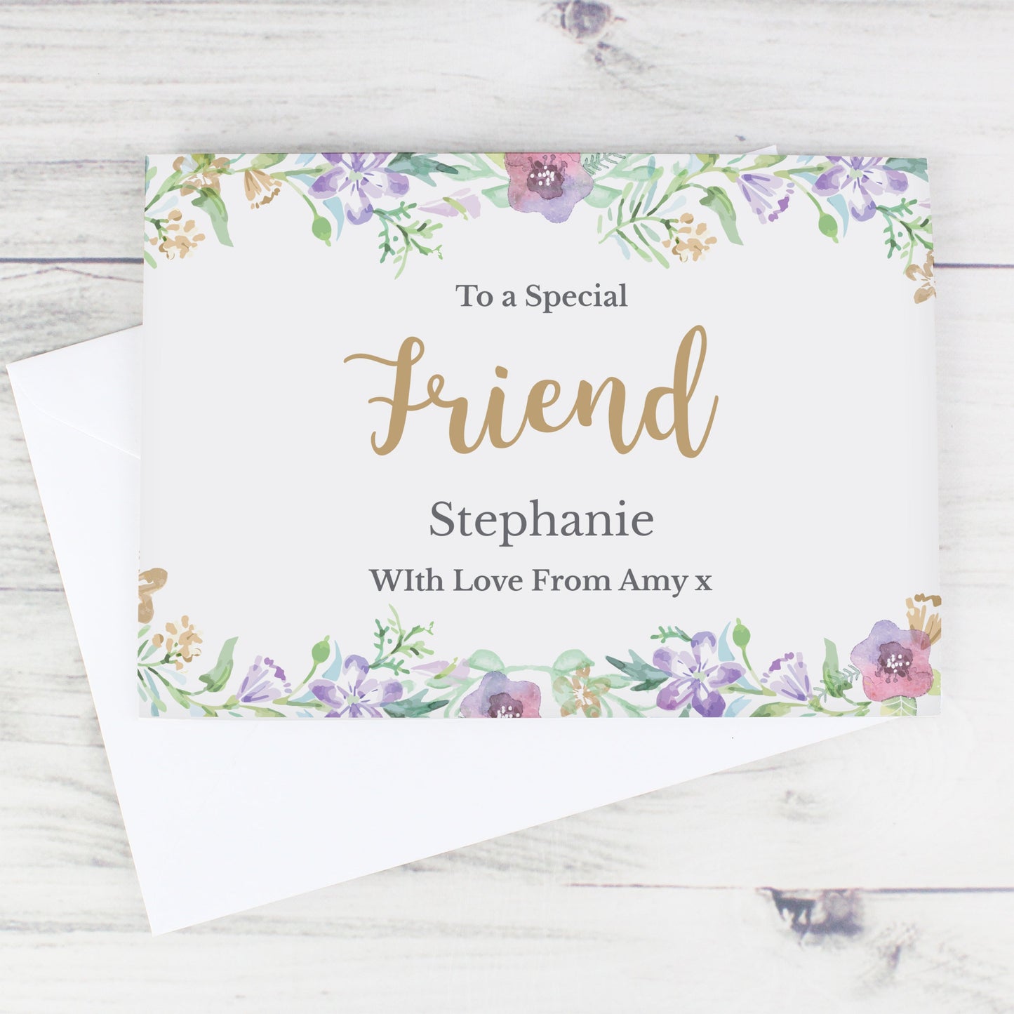 Personalised Gold Floral Watercolour Card: 3 - Greeting Cards By Gift Moments