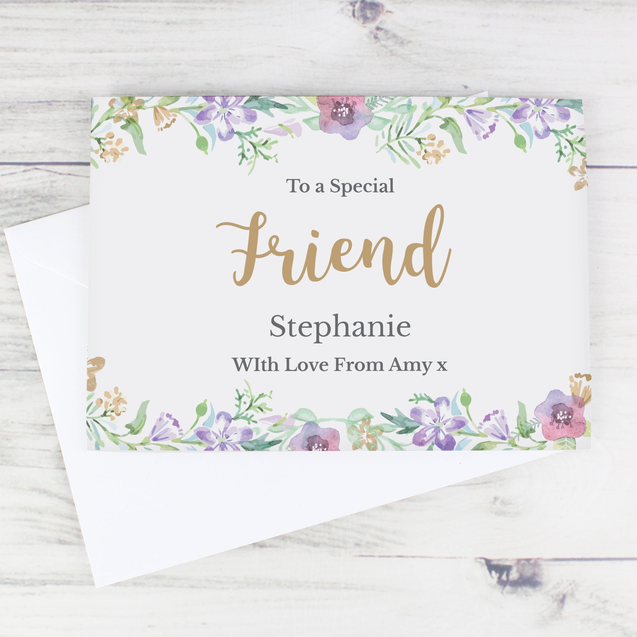 Personalised Gold Floral Watercolour Card: 3 - Greeting Cards By Gift Moments
