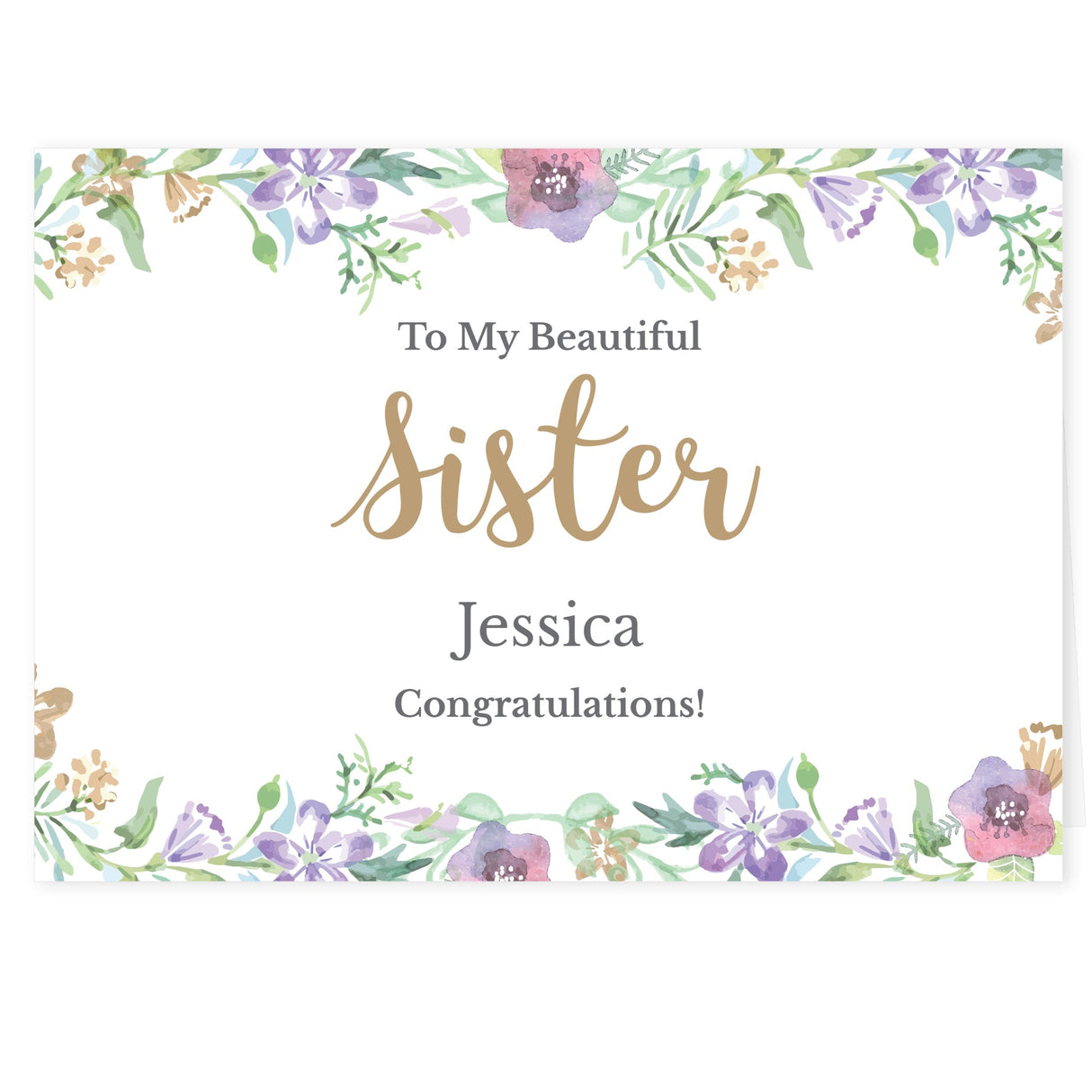 Personalised Gold Floral Watercolour Card: 4 - Greeting Cards By Gift Moments