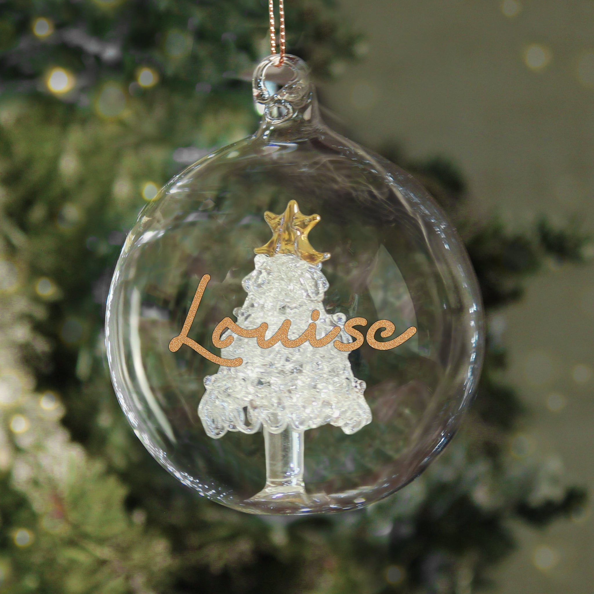 Personalised Gold Glitter Glass Baubles: 1 - Christmas Baubles By Gift Moments