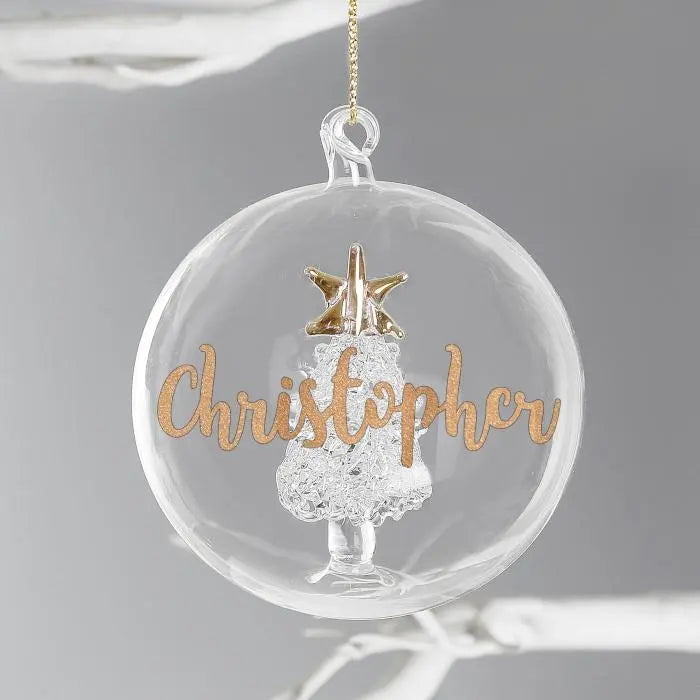Personalised Gold Glitter Christmas Bauble: 7 - Christmas Baubles By Gift Moments