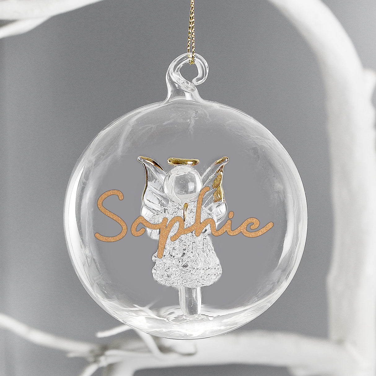 Personalised Gold Glitter Glass Baubles: 8 - Christmas Baubles By Gift Moments