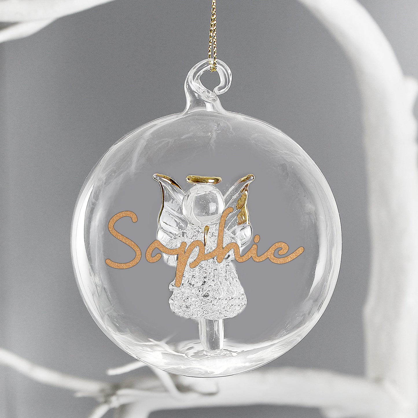 Personalised Gold Glitter Glass Baubles: 8 - Christmas Baubles By Gift Moments