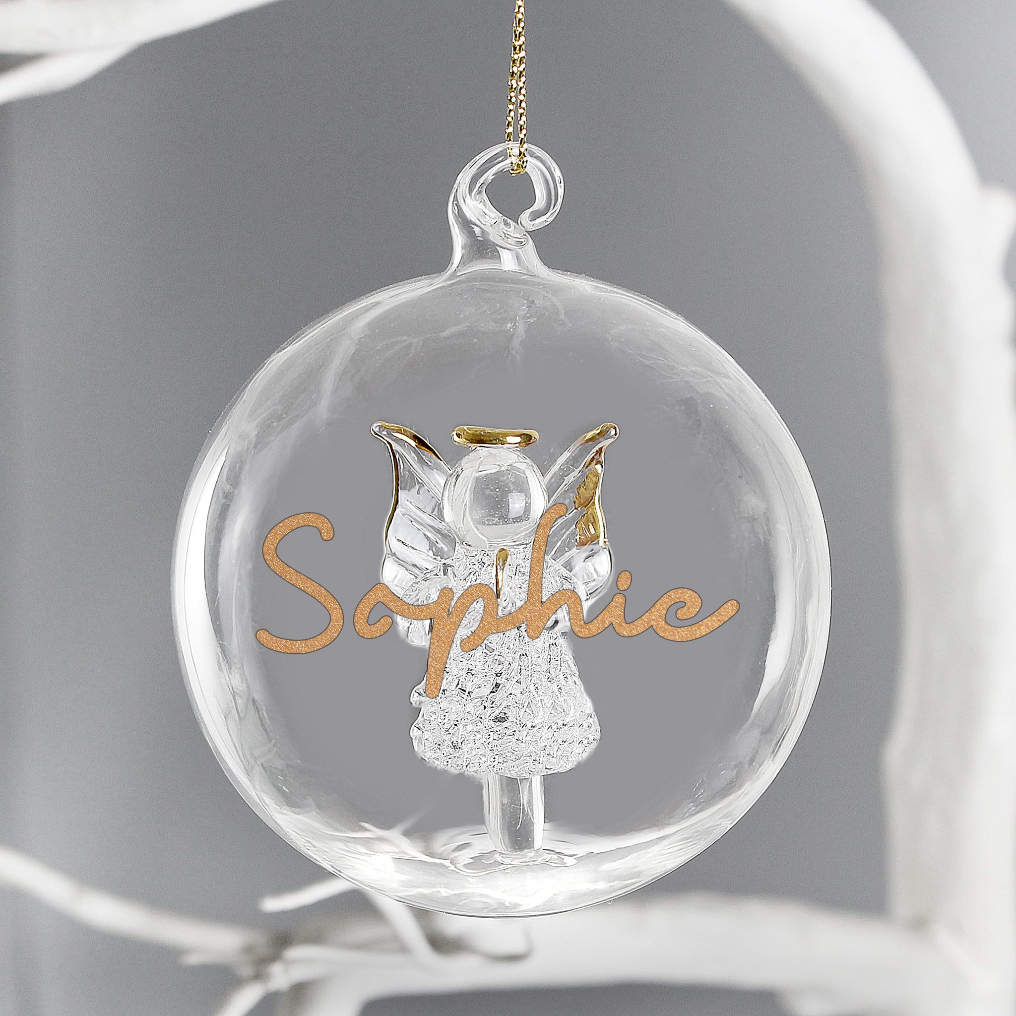 Personalised Gold Glitter Glass Baubles: 8 - Christmas Baubles By Gift Moments