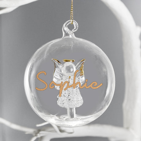 Personalised Gold Glitter Glass Baubles: 8 - Christmas Baubles By Gift Moments