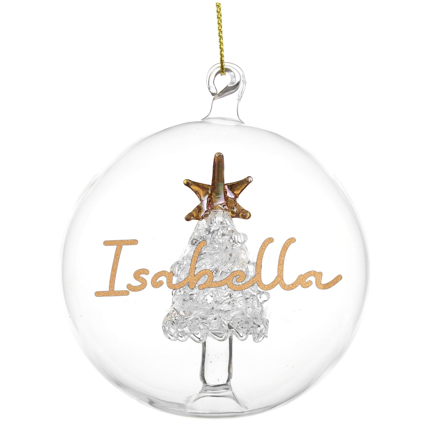 Personalised Gold Glitter Glass Baubles: 10 - Christmas Baubles By Gift Moments