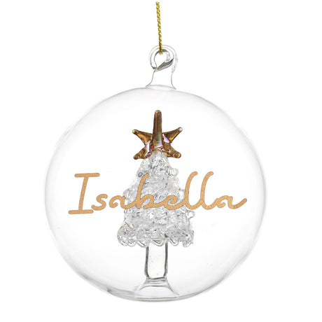 Personalised Gold Glitter Glass Baubles: 10 - Christmas Baubles By Gift Moments
