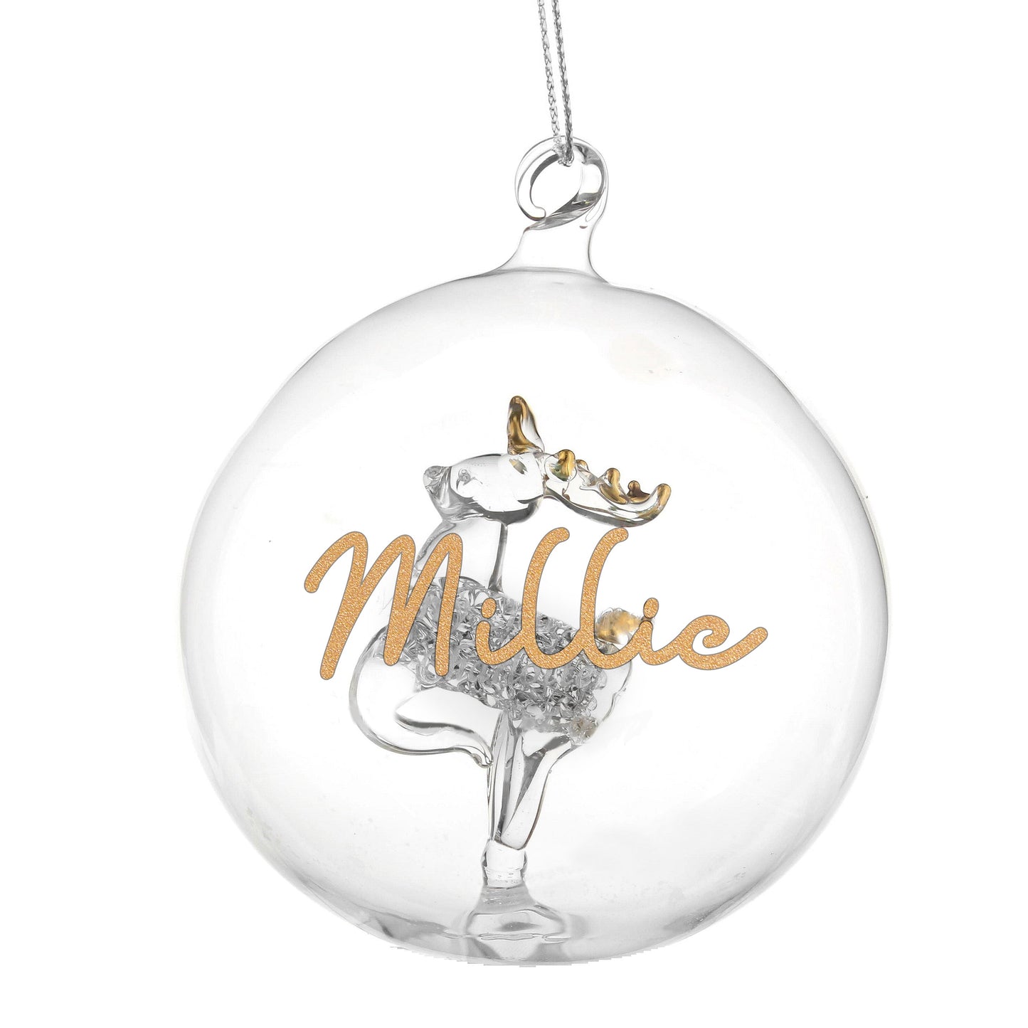 Personalised Gold Glitter Glass Baubles: 12 - Christmas Baubles By Gift Moments