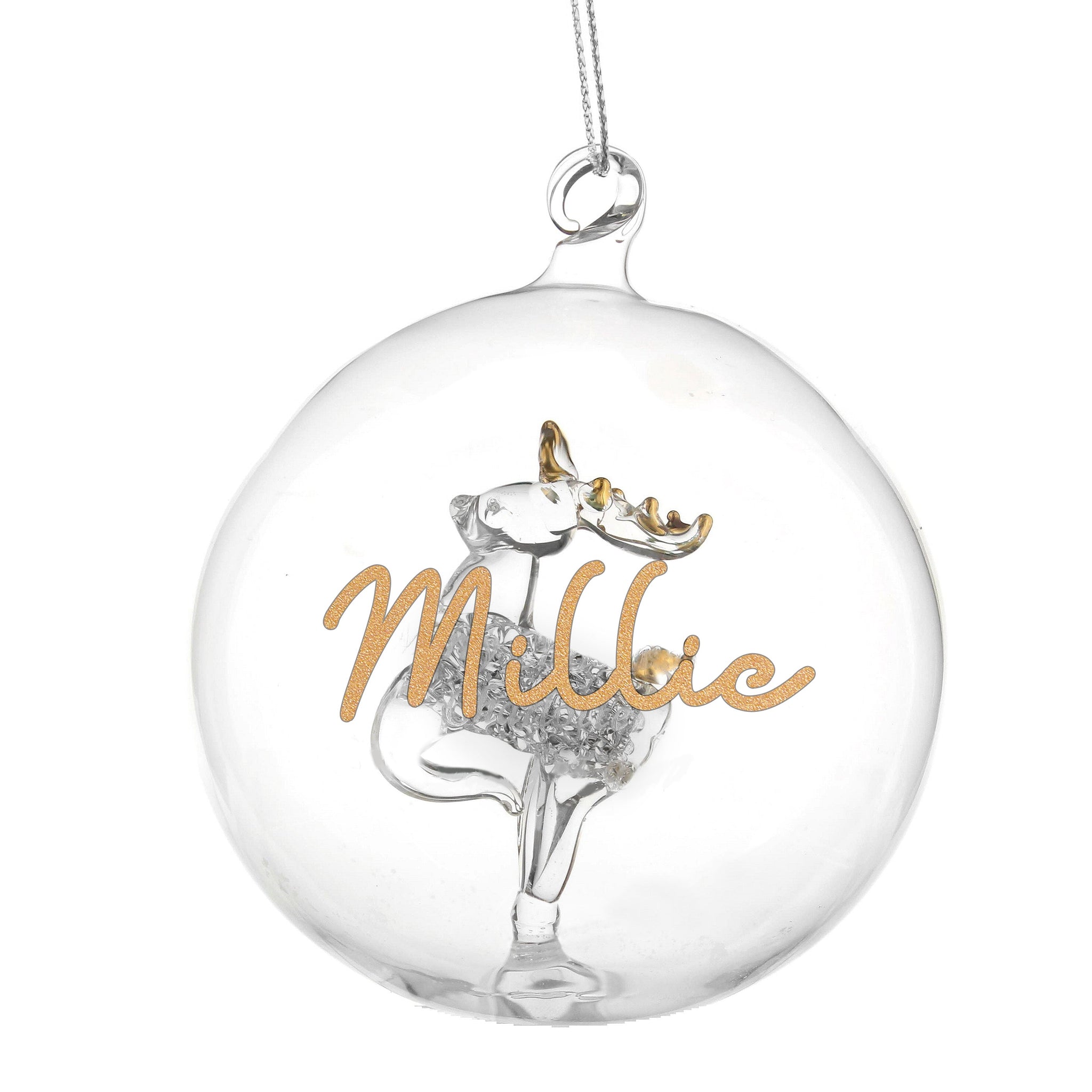 Personalised Gold Glitter Glass Baubles: 12 - Christmas Baubles By Gift Moments