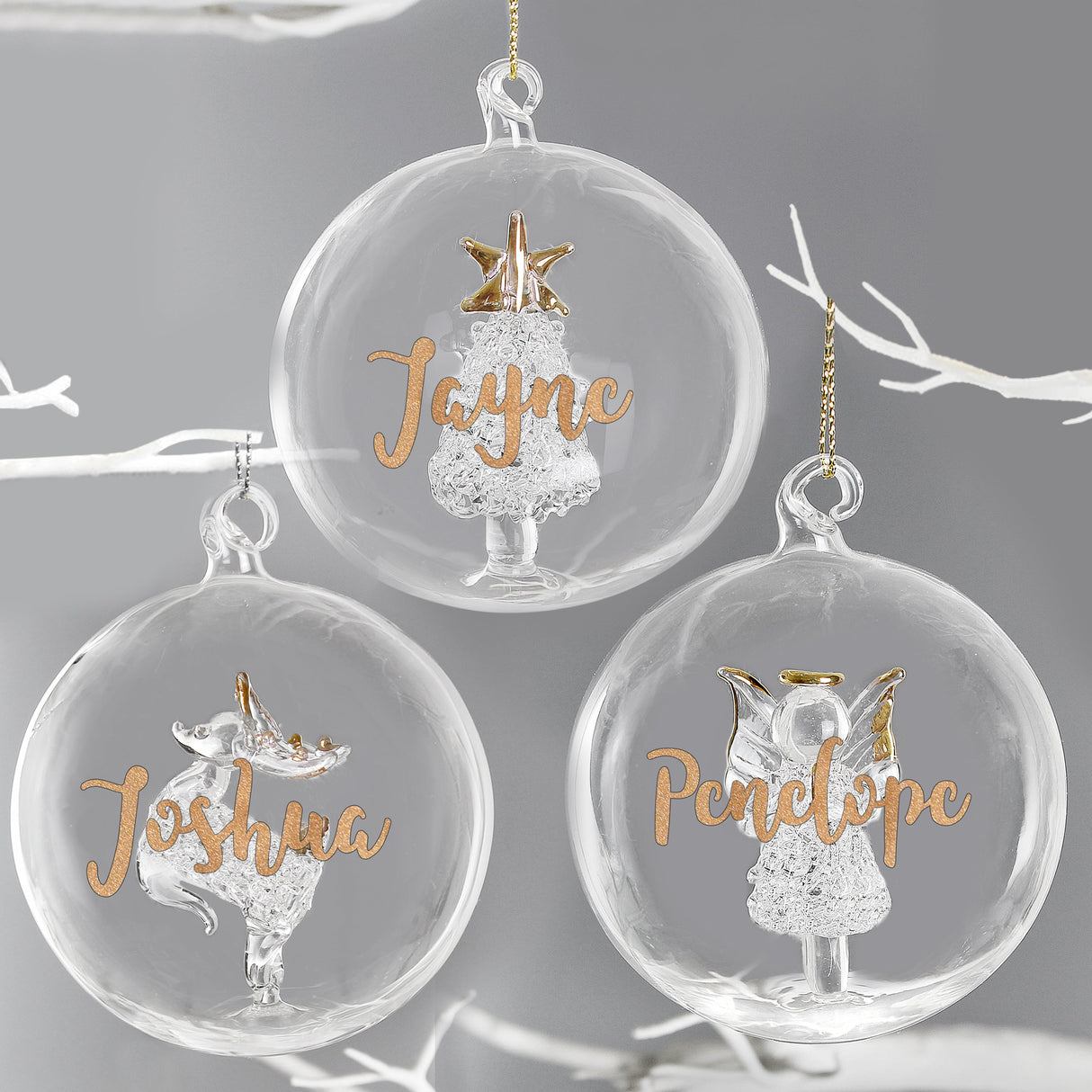 Personalised Gold Glitter Christmas Bauble: 1 - Christmas Baubles By Gift Moments