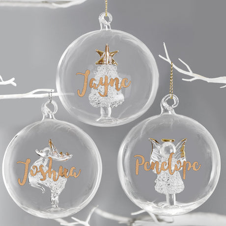 Personalised Gold Glitter Glass Baubles: 1 - Christmas Baubles By Gift Moments