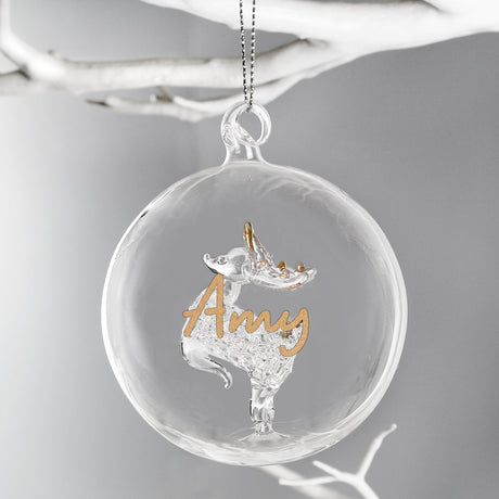 Personalised Gold Glitter Glass Baubles: 9 - Christmas Baubles By Gift Moments