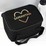 Personalised Gold Heart Black Lunch Bag: 1 - Lunch Boxes & Bags By Gift Moments