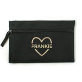 Personalised Gold Heart Black Pencil Case: 5 - Pencil Cases & Sets By Gift Moments