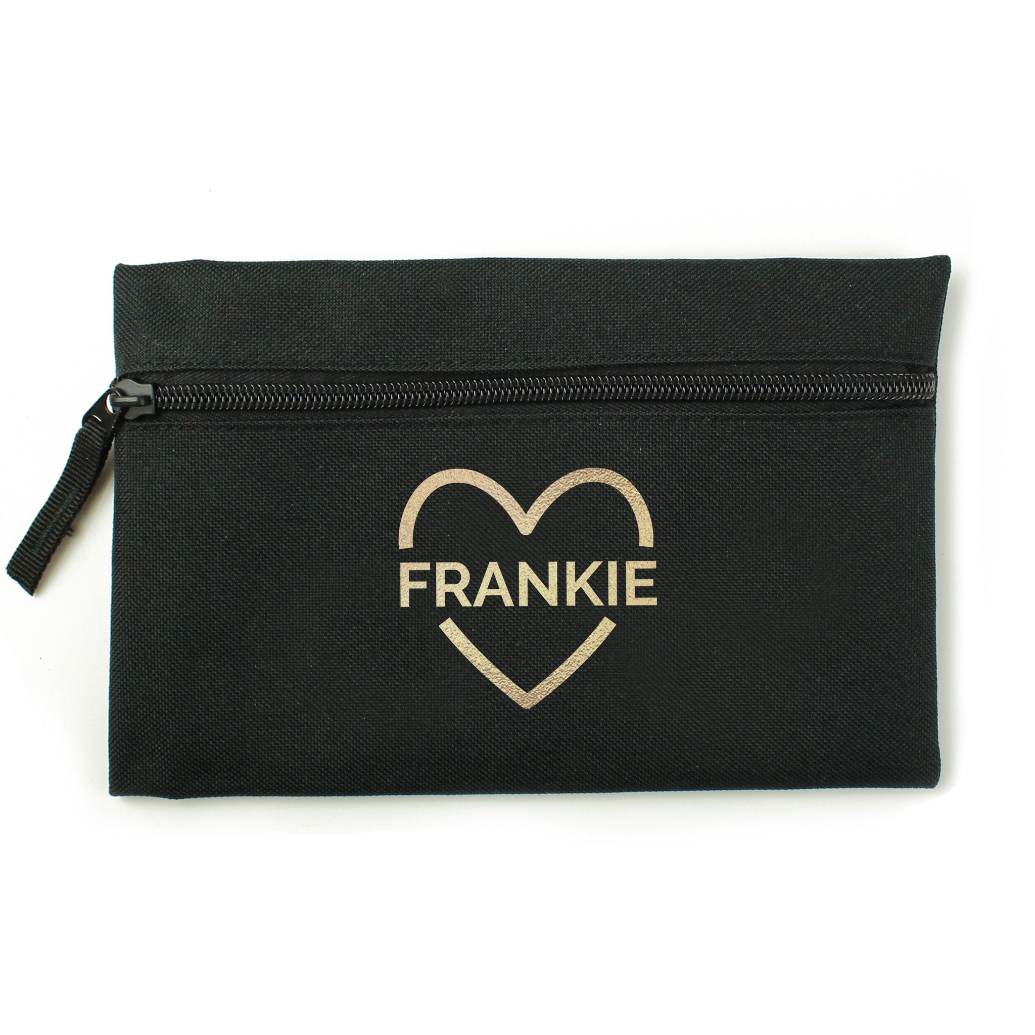 Personalised Gold Heart Black Pencil Case: 5 - Pencil Cases & Sets By Gift Moments