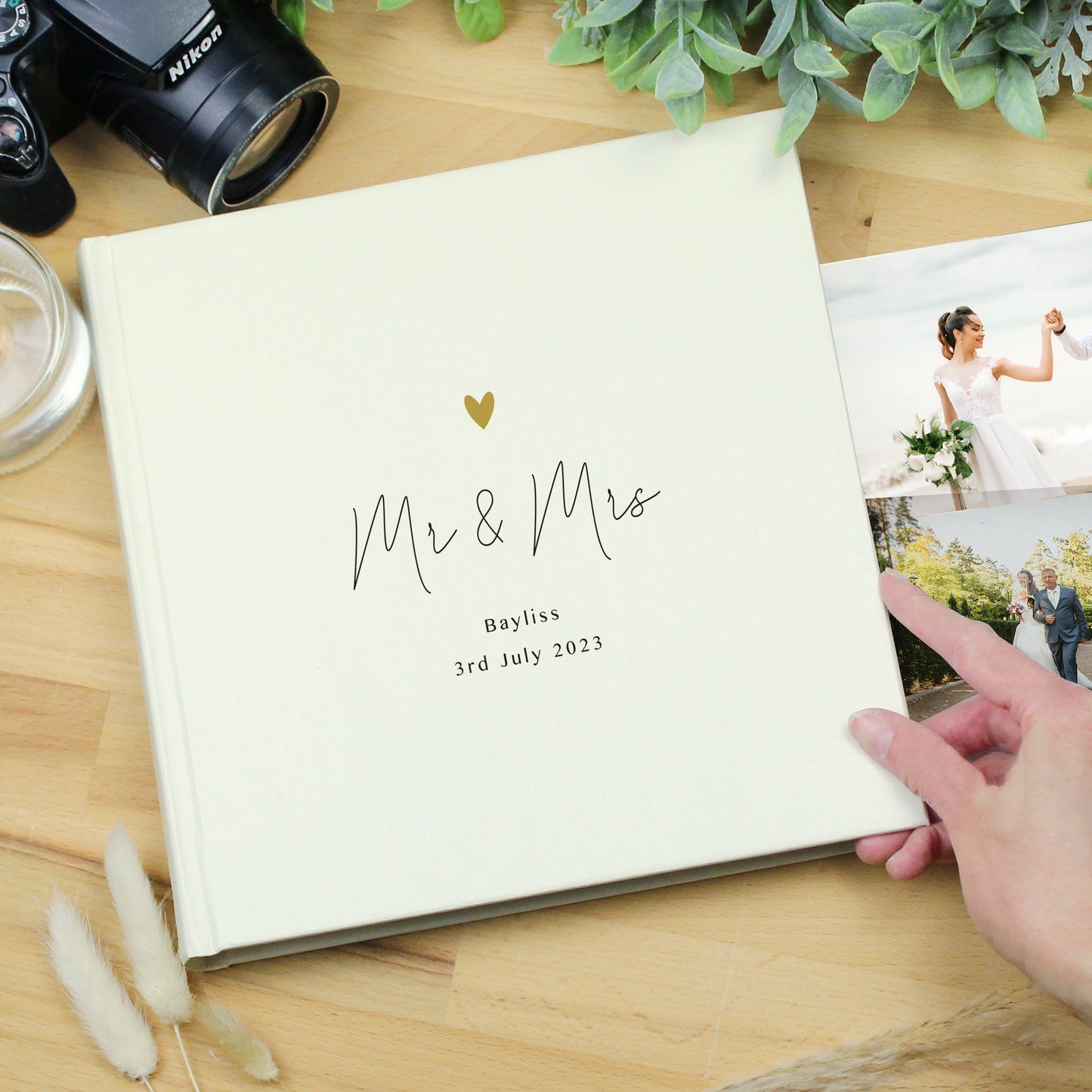 Personalised Gold Heart Couples Square Photo Album: 6 - Photo Albums By Gift Moments