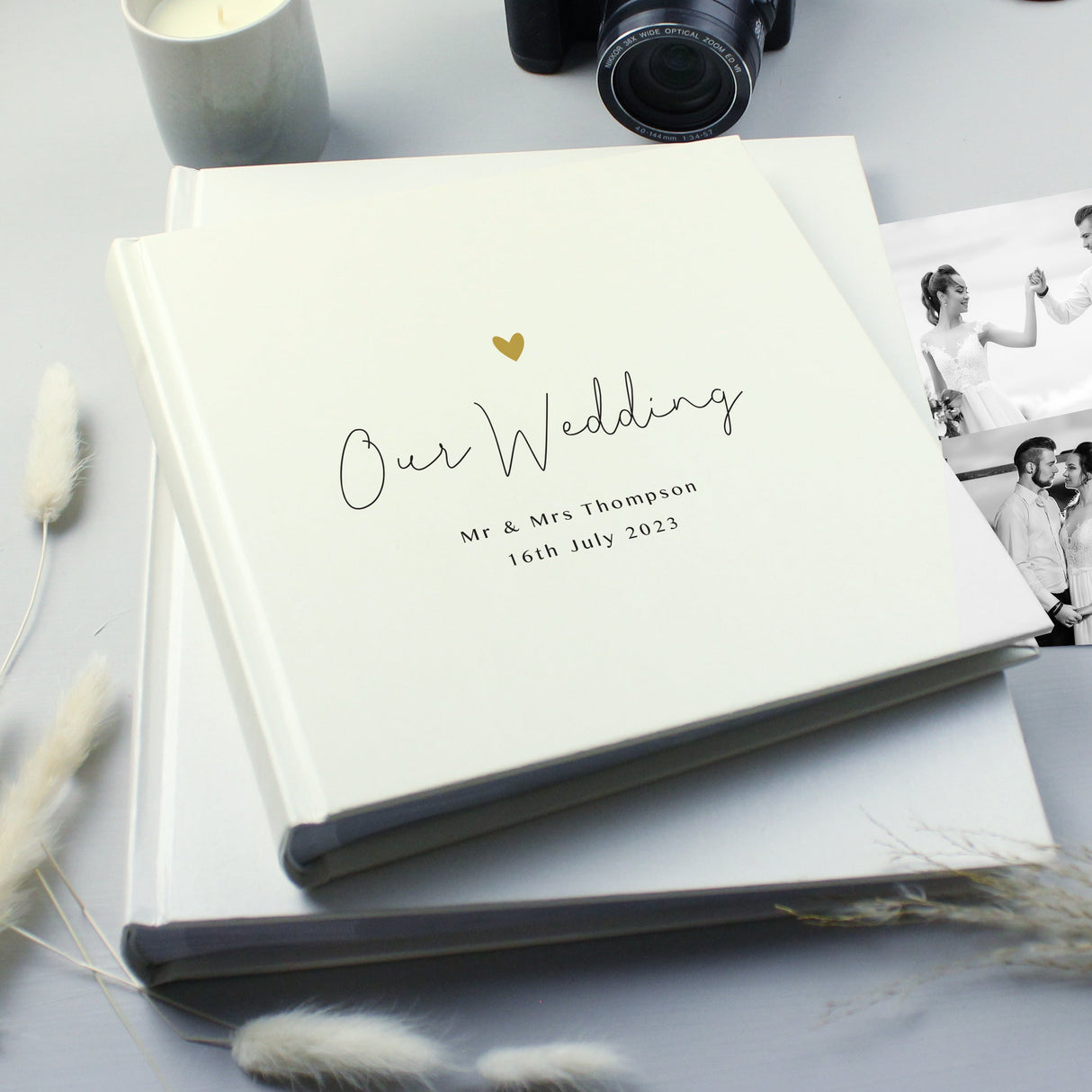 Personalised Gold Heart Couples Square Photo Album: 1 - Photo Albums By Gift Moments