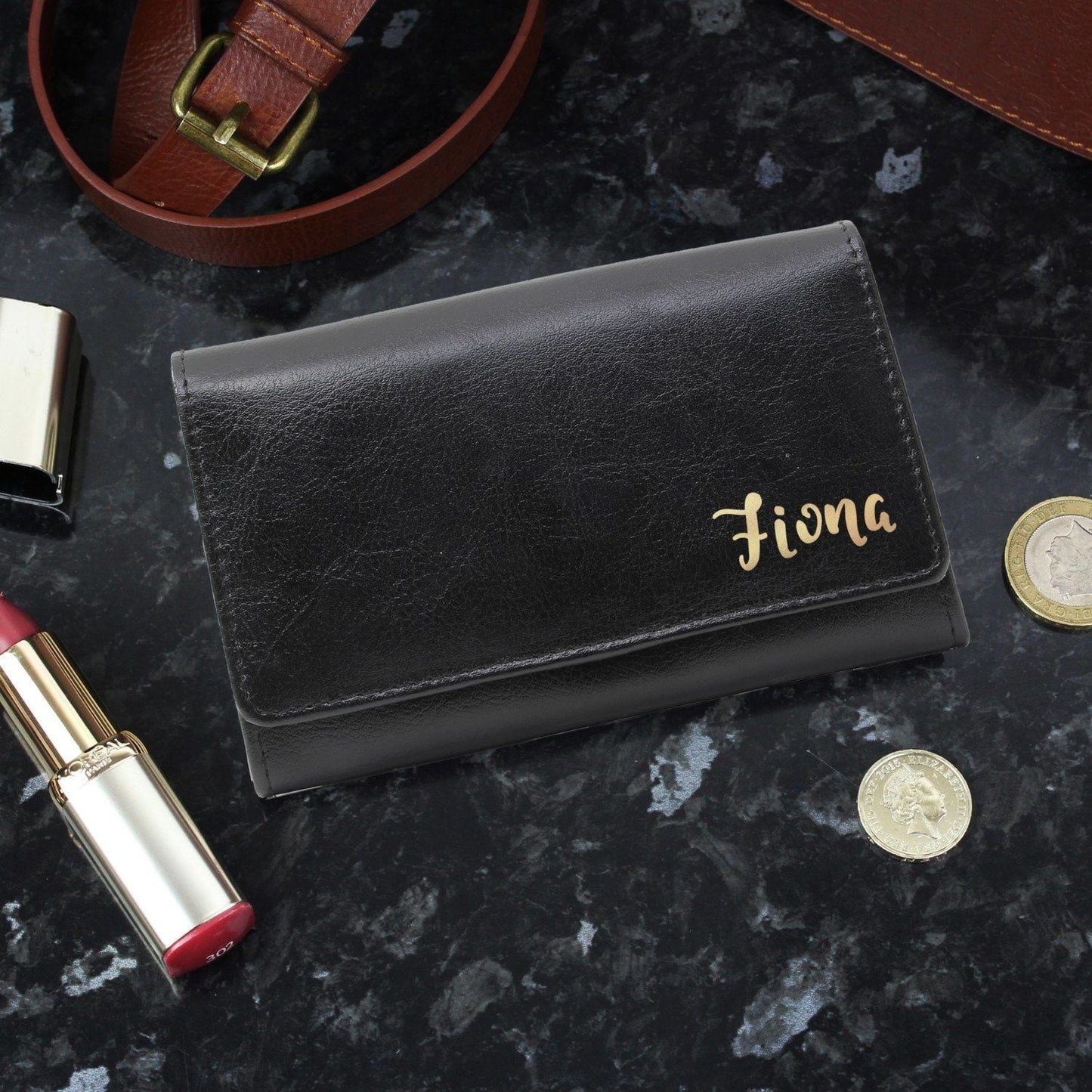 Personalised Gold Name Black Purse: 1 - Bags & Purses By Gift Moments