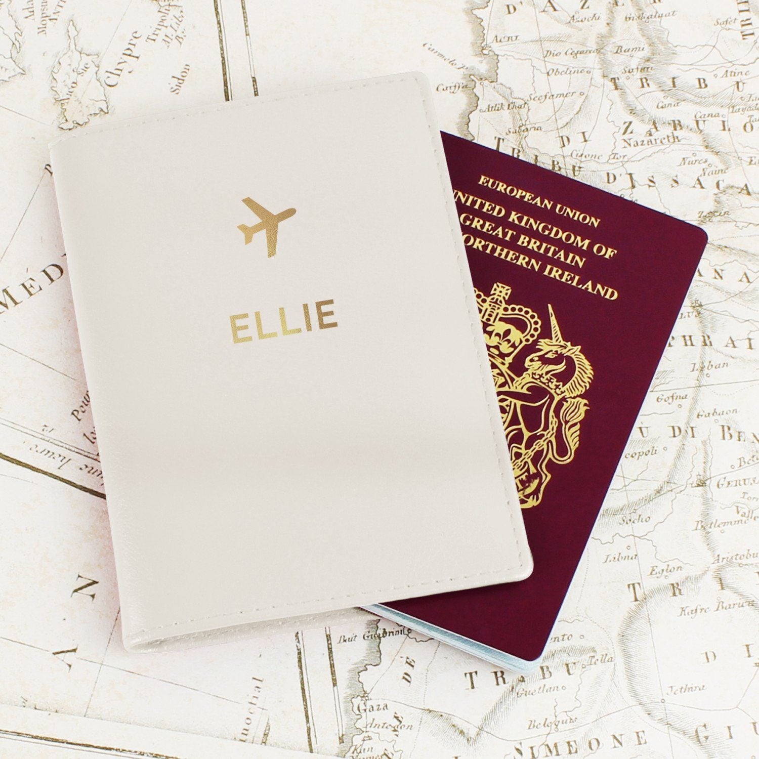 Personalised Gold Name Cream Passport Holder: 2 - Passport Holders By Gift Moments
