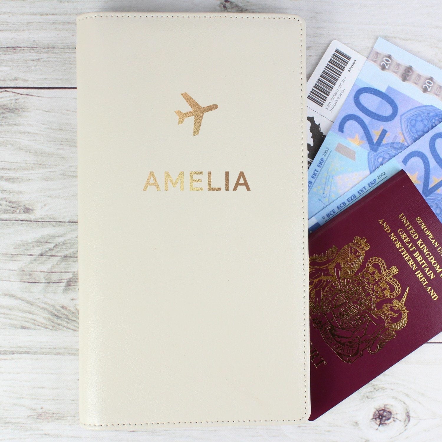 Personalised Gold Name Travel Document Holder: 1 - Travel Accessories By Gift Moments