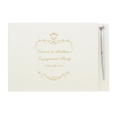 Personalised Gold Ornate Swirl Hardback Guest Book & Pen: 4 - Guest Books By Gift Moments