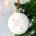 Personalised Gold & Pink Stars My 1st Christmas Bauble - Shop Christmas Baubles At Gift Moments - 2