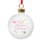 Personalised Gold & Pink Stars My 1st Christmas Bauble - Shop Christmas Baubles At Gift Moments - 3