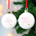 Personalised Gold & Pink Stars My 1st Christmas Bauble - Shop Christmas Baubles At Gift Moments - 1