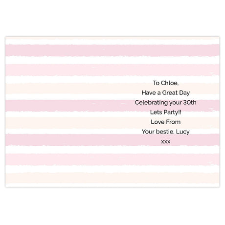 Personalised Gold and Pink Stripe Birthday Card: 3 - Greeting Cards By Gift Moments