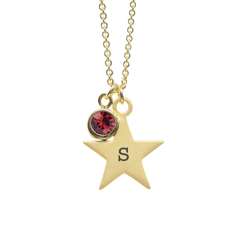 Personalised Gold Star Birthstone Crystal Necklaces: 15 - Necklaces By Gift Moments
