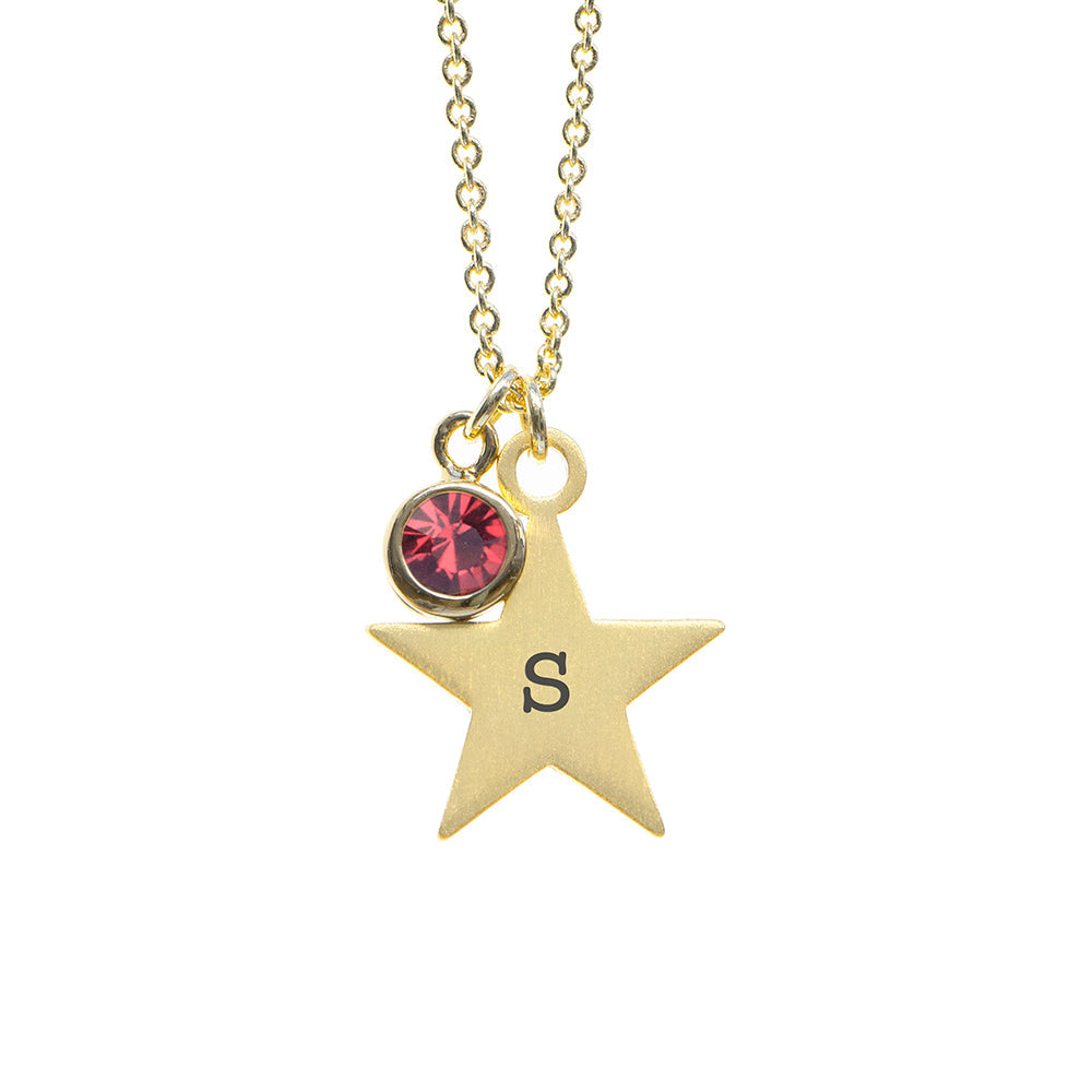 Personalised Gold Star Birthstone Crystal Necklaces: 16 - Necklaces By Gift Moments