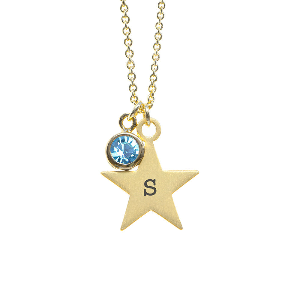 Personalised Gold Star Birthstone Crystal Necklaces: 22 - Necklaces By Gift Moments