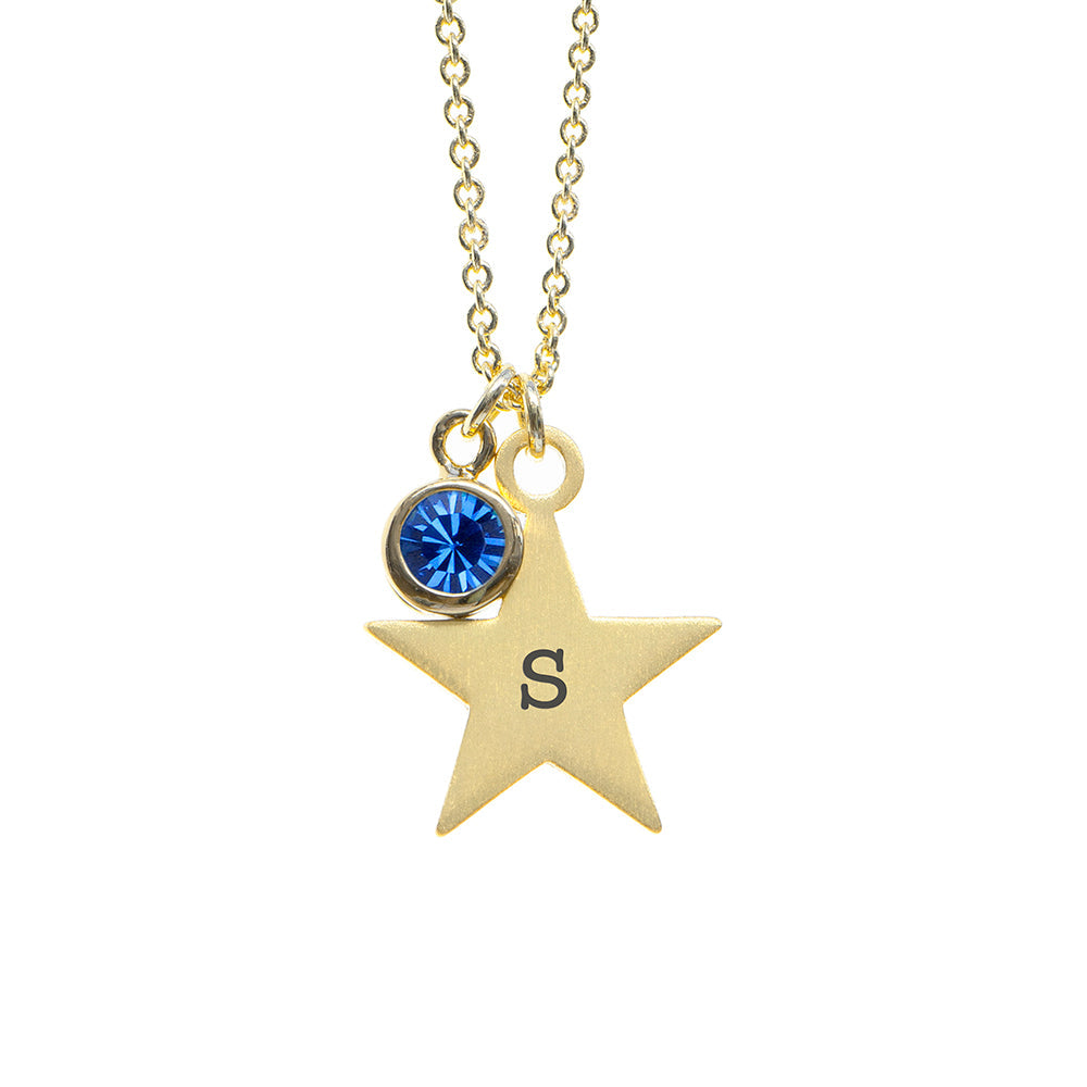 Personalised Gold Star Birthstone Crystal Necklaces: 25 - Necklaces By Gift Moments