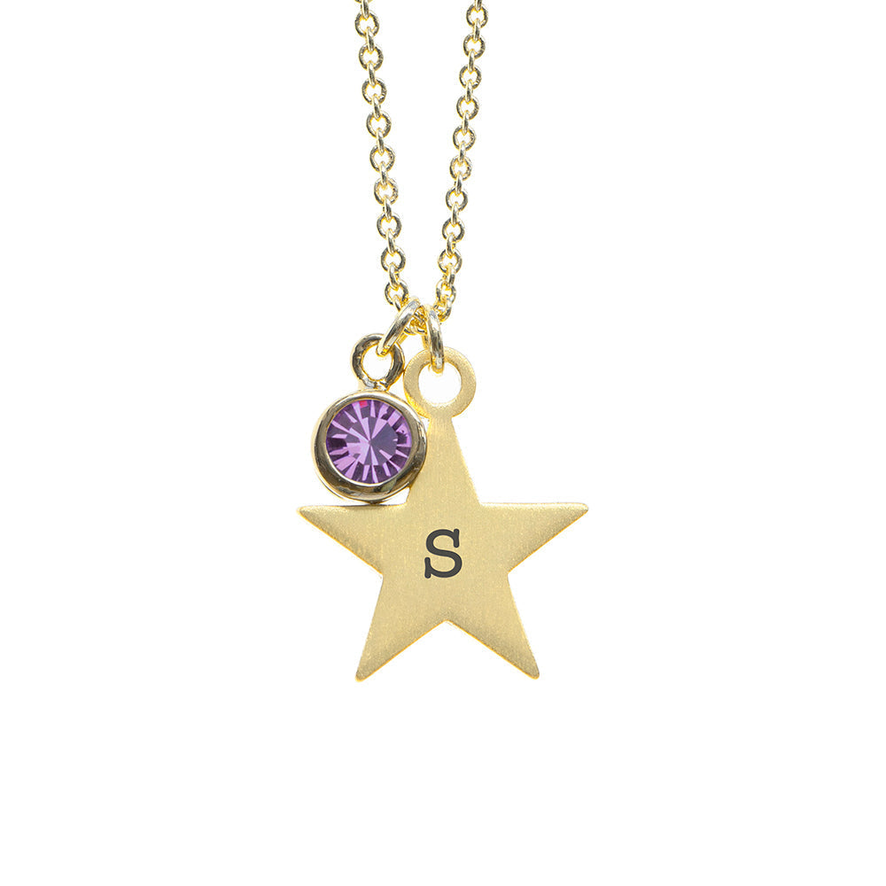 Personalised Gold Star Birthstone Crystal Necklaces: 24 - Necklaces By Gift Moments